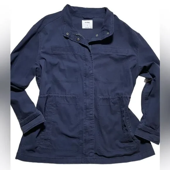 Old Navy Women’s Navy Blue Twill Utility Filed Jacket (Size: XL) - Picture 4 of 10